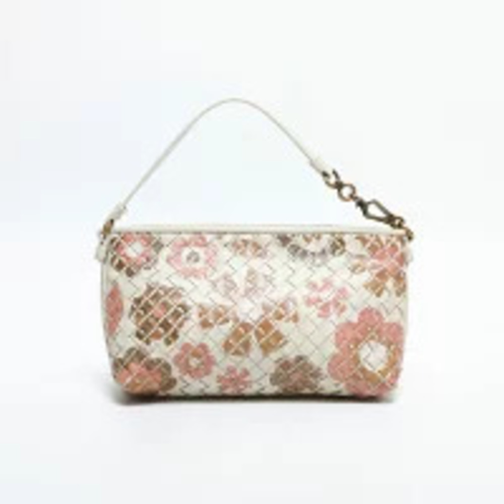 Bottega Veneta Intrecciato Flower Shoulder Bag White
